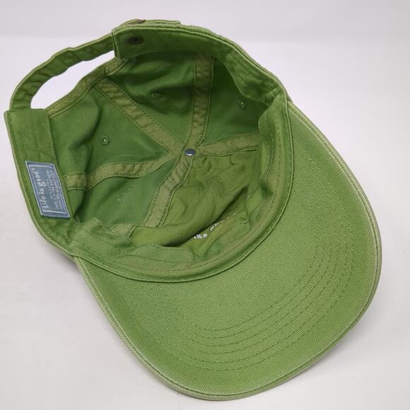 Flower Slideback Baseball Hat Green One Size Embroidered Life Is Good - Picture 7 of 9